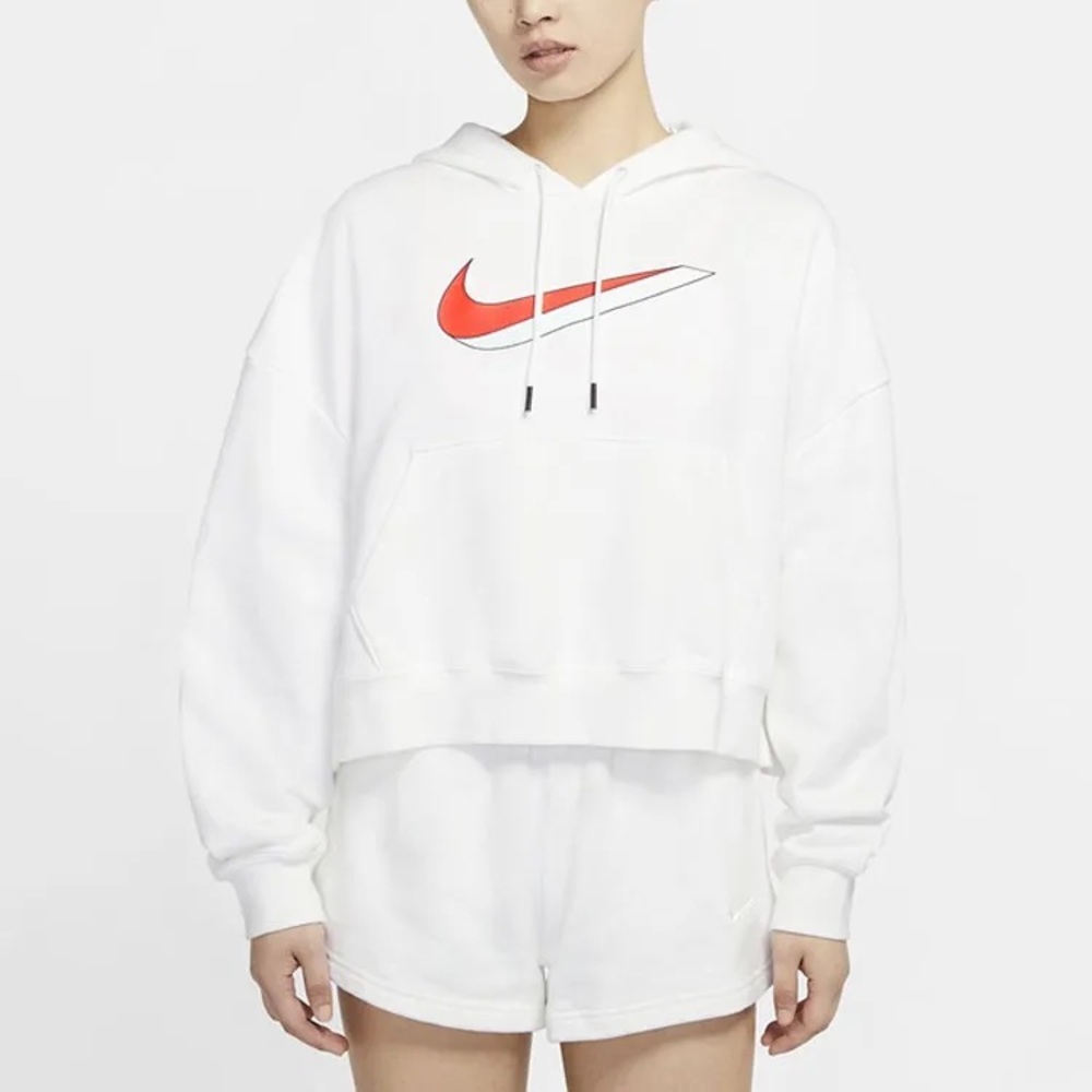 Nike Icon Clash Fleece Hoodie in White and Red Sz M